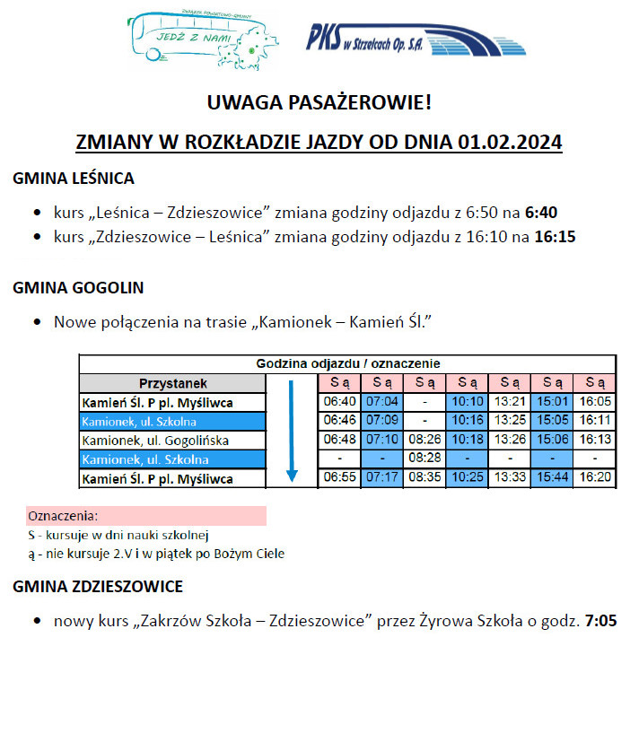 zmiany rozklad 01022024 2